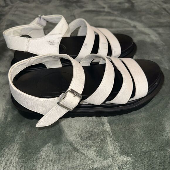 Truffle Collection Women's Sandals Sz 8 White Black Leather Ankle Strap Strappy - Picture 2 of 7